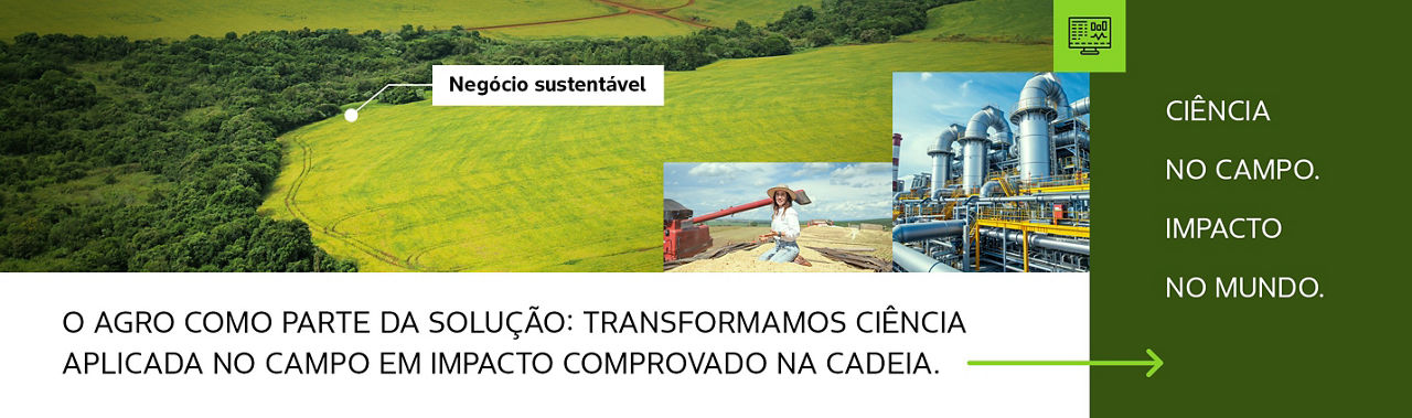 O agro como parte da solução: transformamos ciência aplicada no campo em impacto comprovado na cadeia.